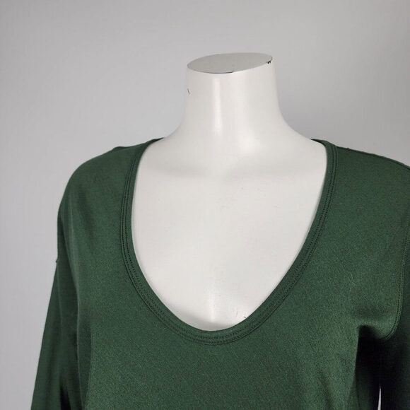 Kit & Ace Green Merino Wool Long Sleeve V-Neck Top Size S - Picture 2 of 10